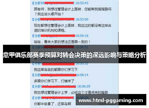 意甲俱乐部赛季预算对转会决策的深远影响与策略分析